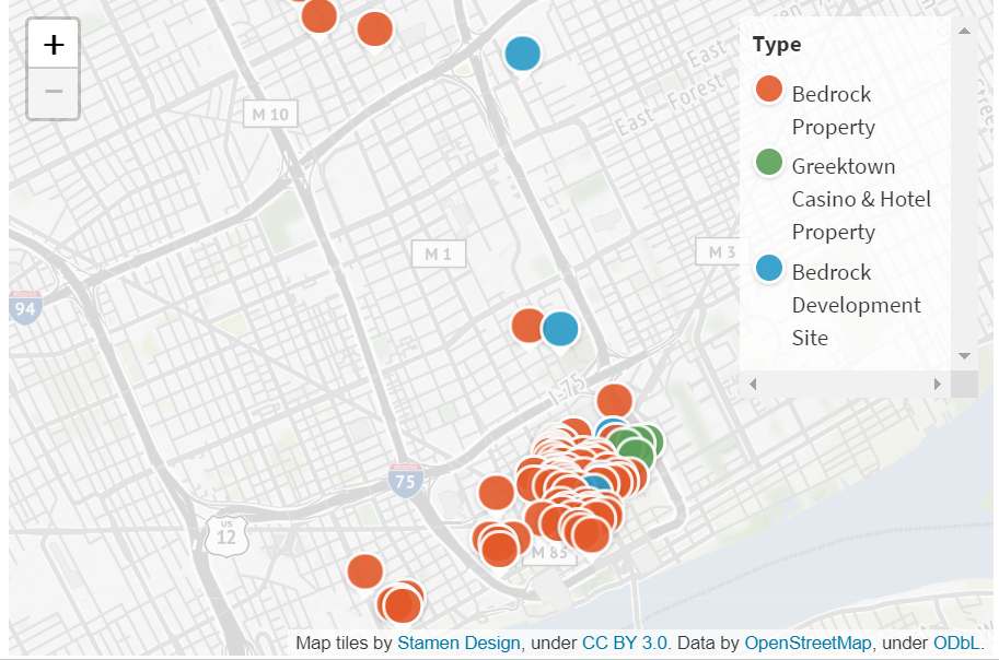 Buildings in Detroit Owned by Dan Gilbert